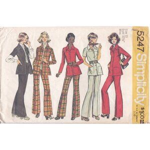 1970s Vintage Simplicity 5247 Sewing Pattern For Misses Shirt-Jacket & Pants Siz